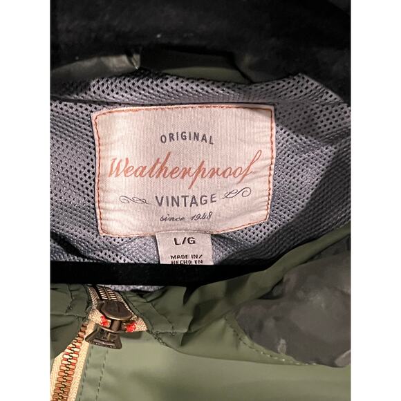 Weatherproof Green Hooded Windbreaker Mens L - Picture 3 of 3